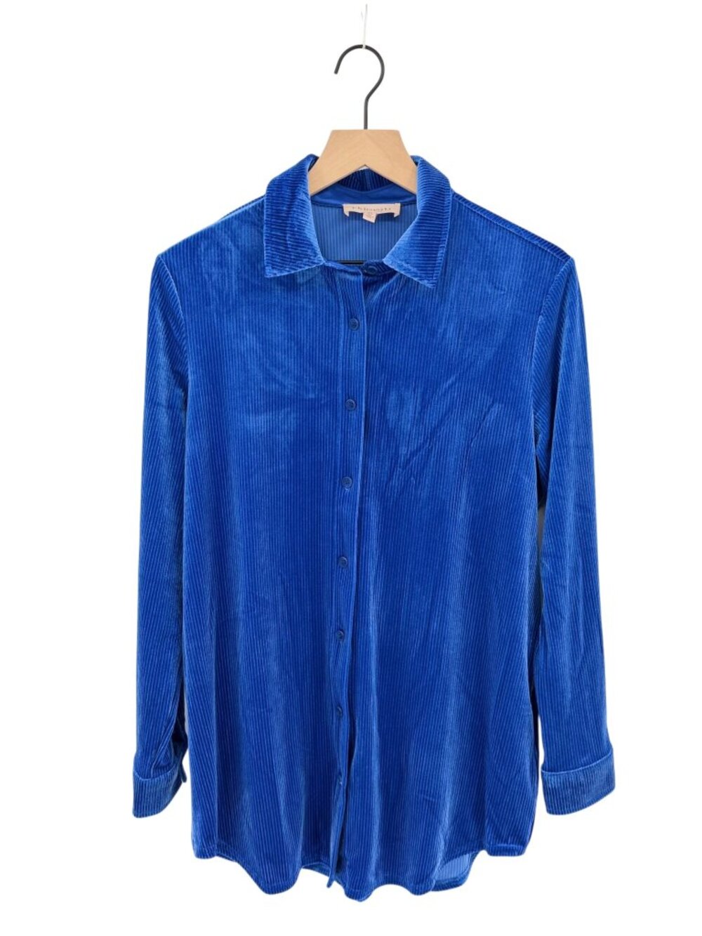 Philosophy Republic Clothing Blue Corduroy Velour Button Down Shirt M Medium EUC